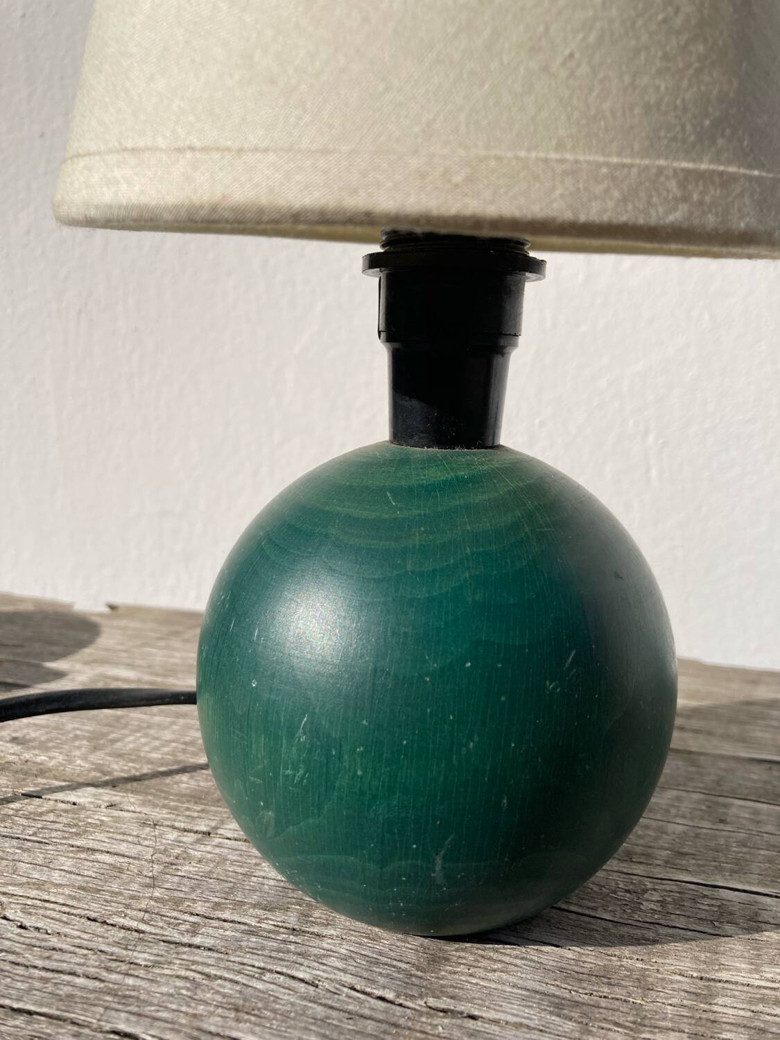 Green ball wood bedside lamp