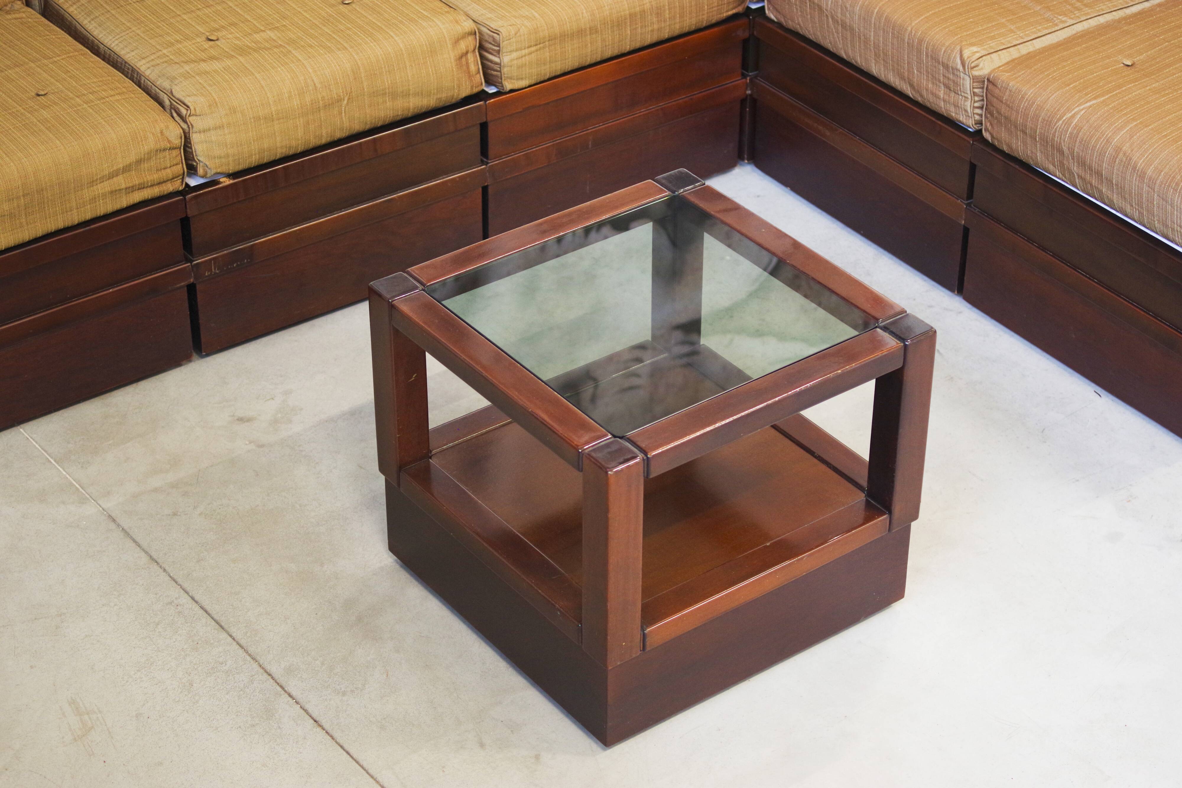 1970s Modular Beechwood Sofa by Frigerio – Original Fabric Upholstery, Set of 6