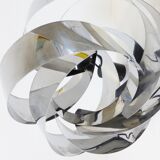 Suspension giant spiral-shaped chandelier in chrome 1970 vintage space age pop 70's seventies during light