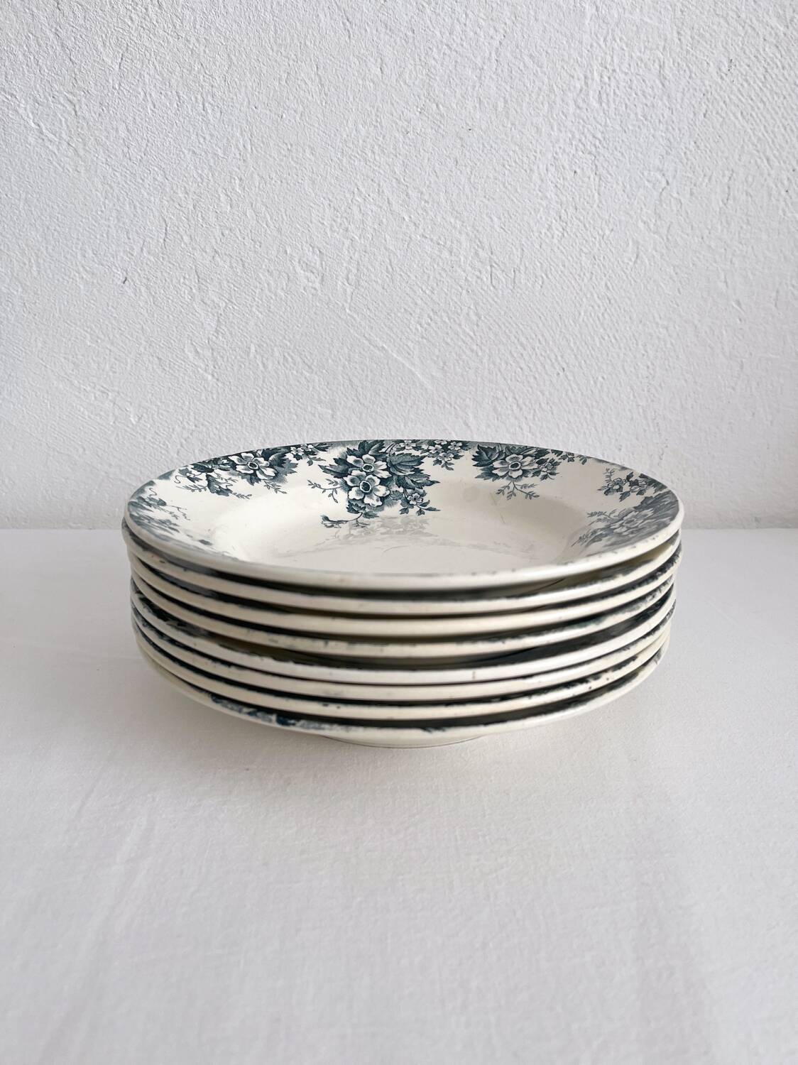 8 “Marie Louise” ironstone soup plates from Saint Amand and Hamage