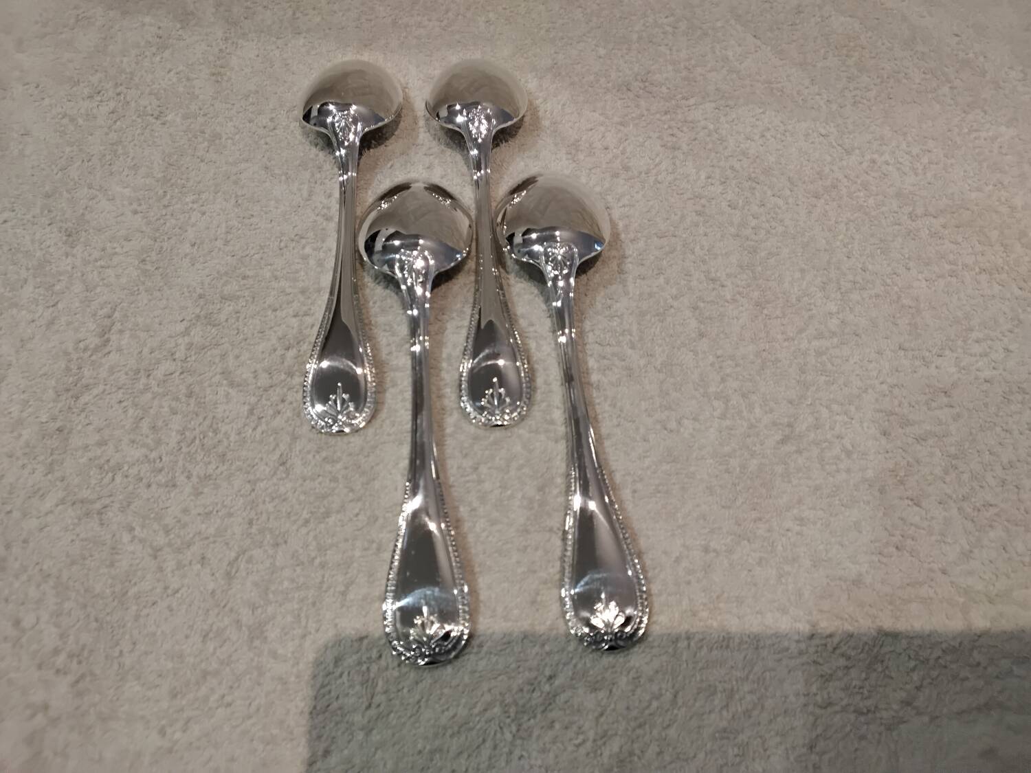 4 silver-plated metal soup spoons by Christofle Malmaison