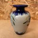 Ancien vase soliflore betschdorf schmitter grès bleu décor fleurs vintage #b647