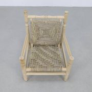 Chaise basse vintage en corde de teck naturel, années 1970