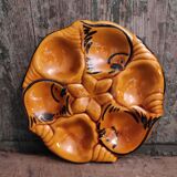 Vintage French Oyster Plate in Majolica from Vallauris, with fishes and shells