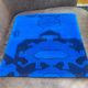 Blue Tribal Totem Rug Pillow, 16x16 Anatolian Wool Cushion