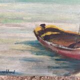 Tableau ancien - Marine : la voile rouge