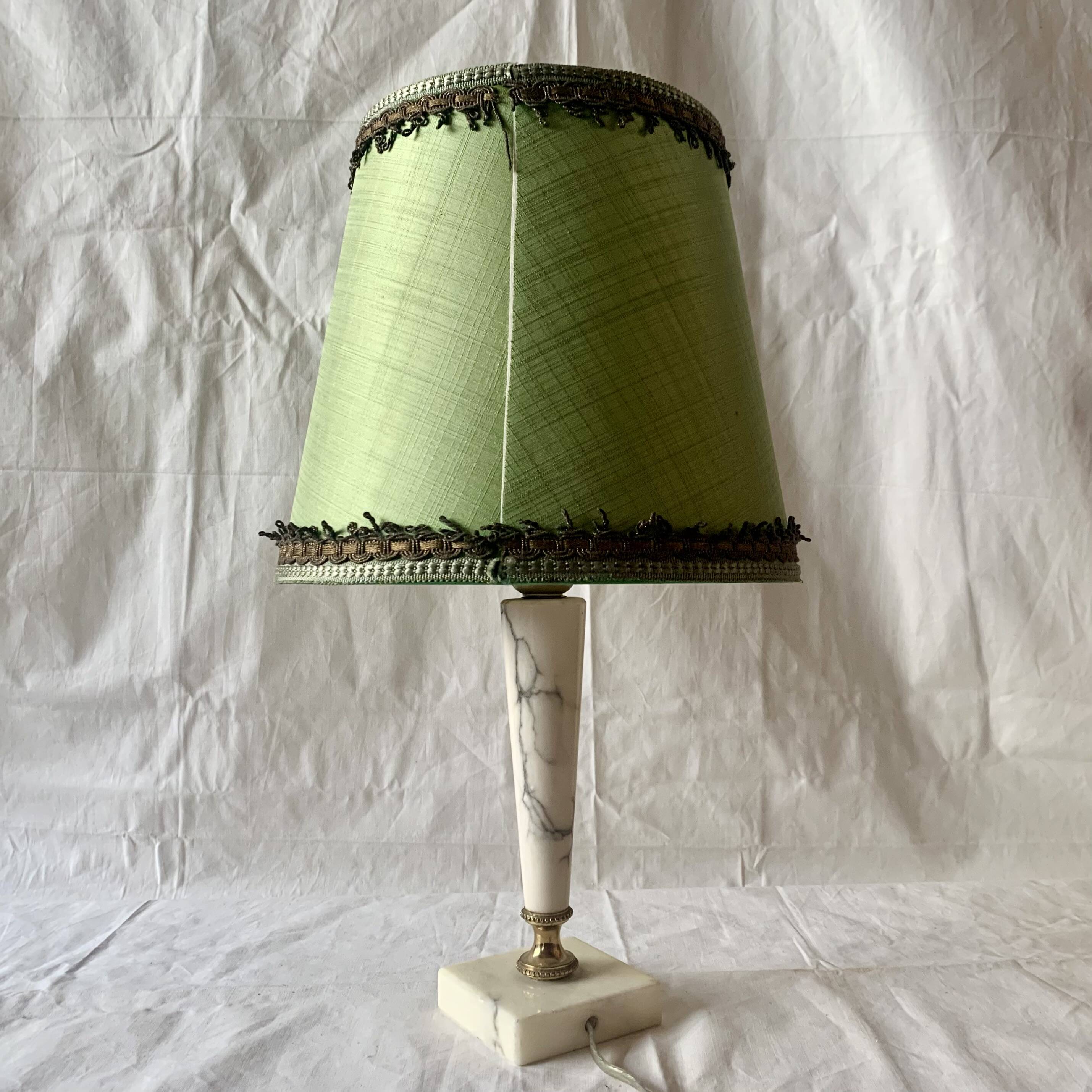 Vintage alabaster and brass table lamp