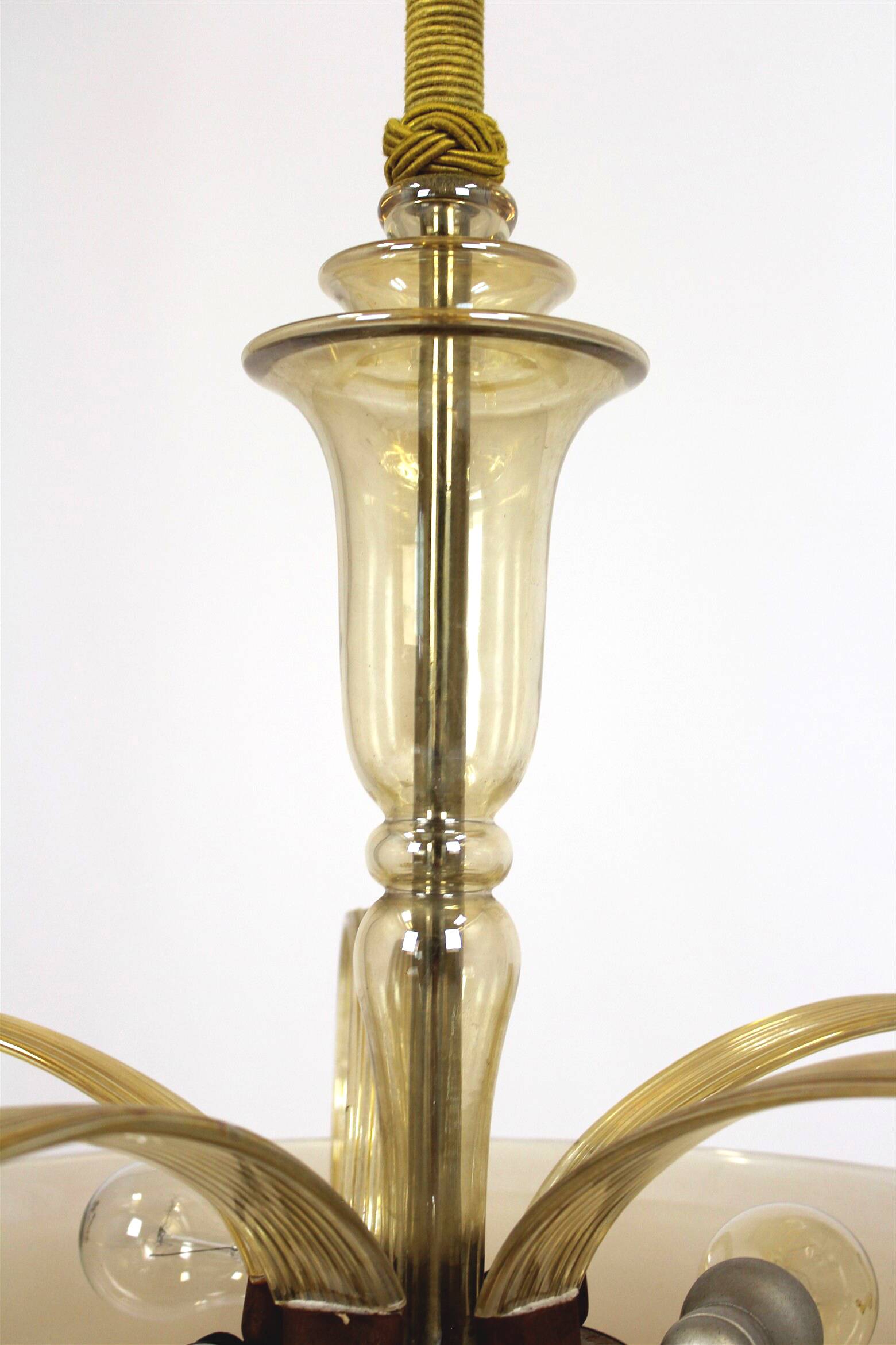 Tall art deco curved glass ceiling light from esc zukov, 1940s