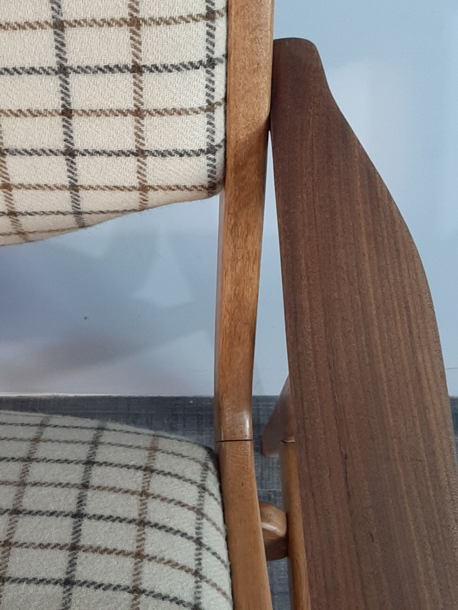 Danish Oak and Wool Chair, Mid-Century Scandinavian 1950s