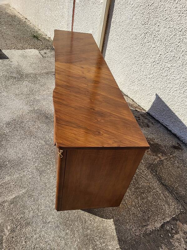 Art deco marquetry 4-door sideboard in walnut from the 1950s