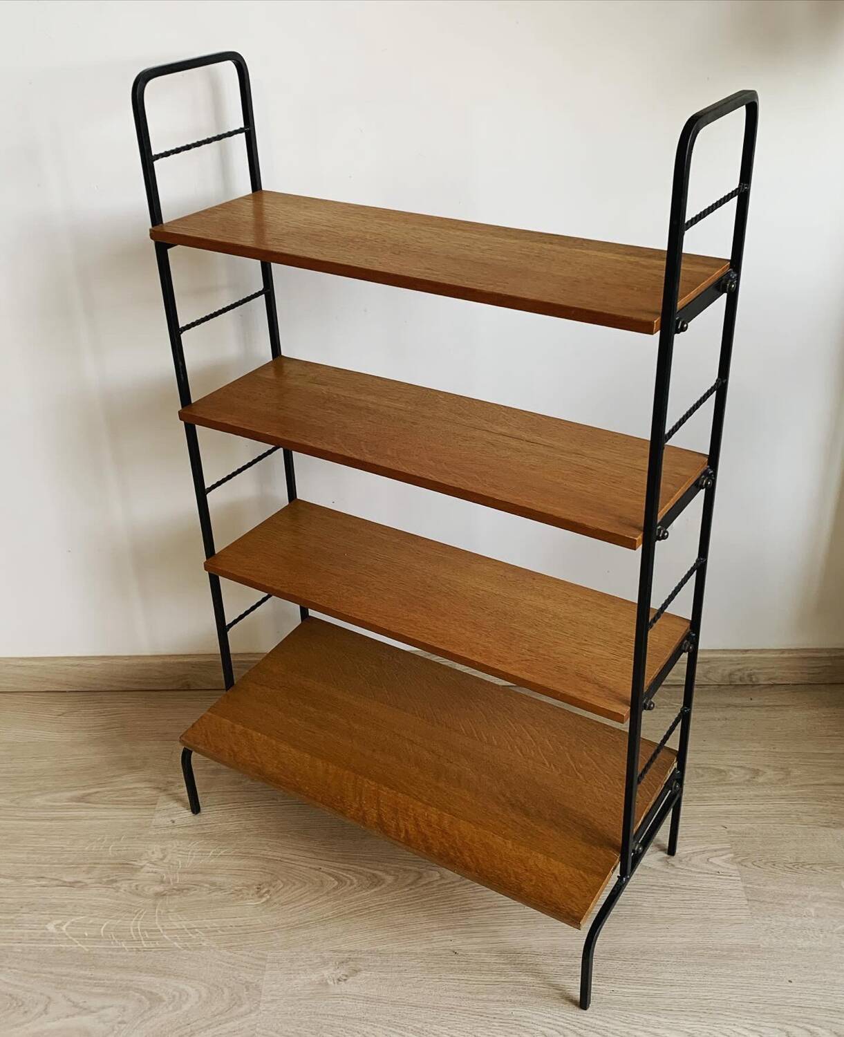 Vintage shelf in wood and wrought iron