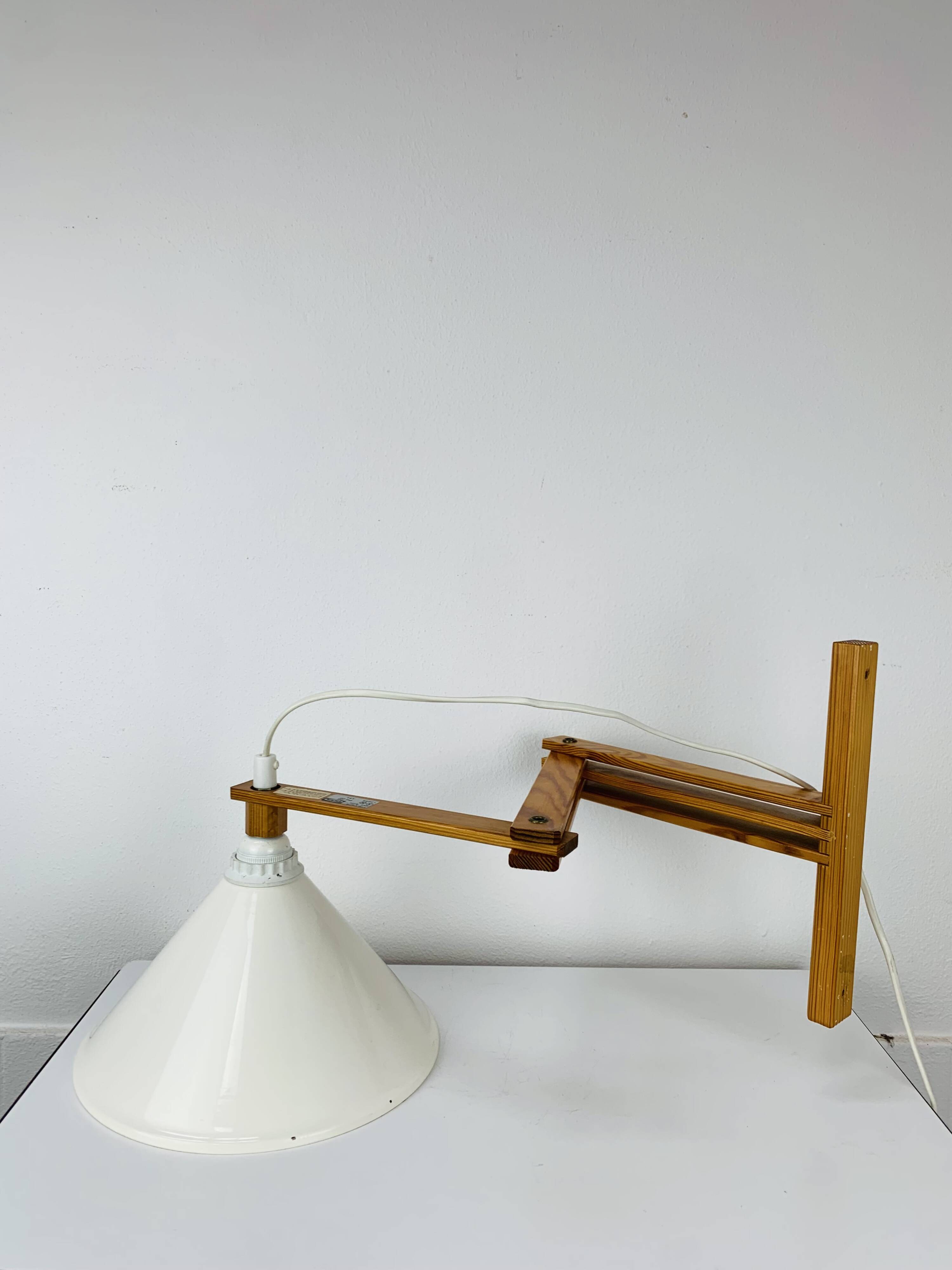 Vintage Ikea pine accordion folding wall lamp, 1980s