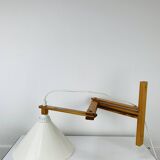 Vintage Ikea pine accordion folding wall lamp, 1980s