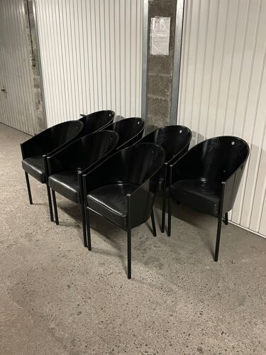 Lot de 8 fauteuils Costes de Starck pour Aleph noirs