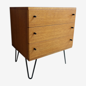 Wood chest of drawers 1960s on Hairpin legs