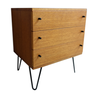 Wood chest of drawers 1960s on Hairpin legs