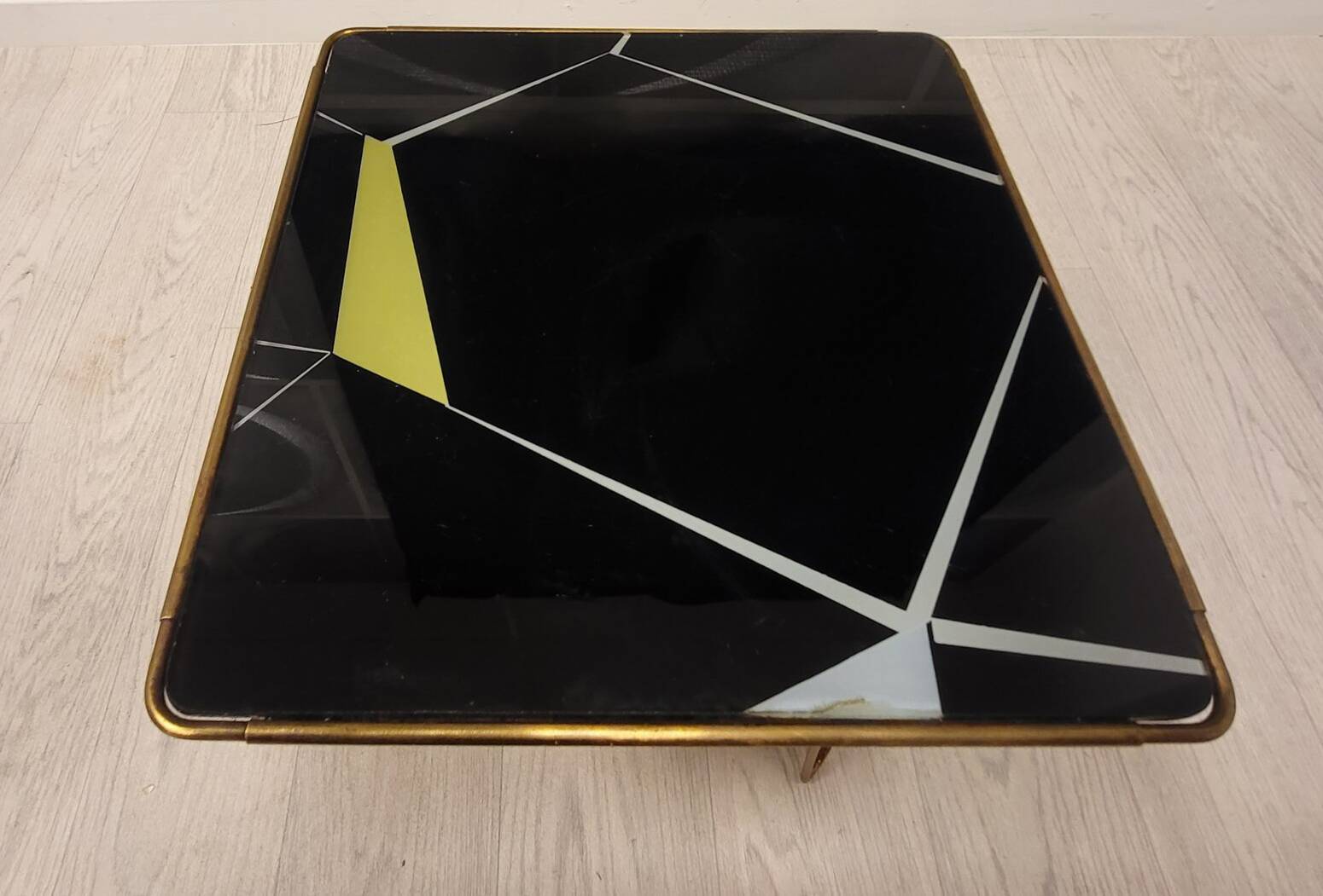 Vintage Coffee Table • Brass • Glass • 1950