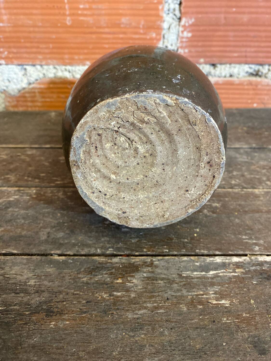 Vintage 1970s Black and Blue Glazed Stoneware Jug
