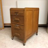 Old curtain oak wheeled box 1950