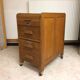 Old curtain oak wheeled box 1950