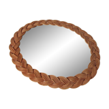 60s braided rattan oval mirror 75x30cm