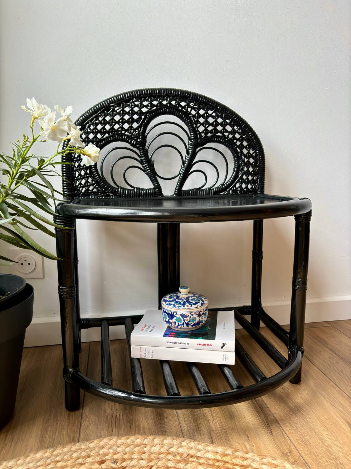 Wicker rattan console side table