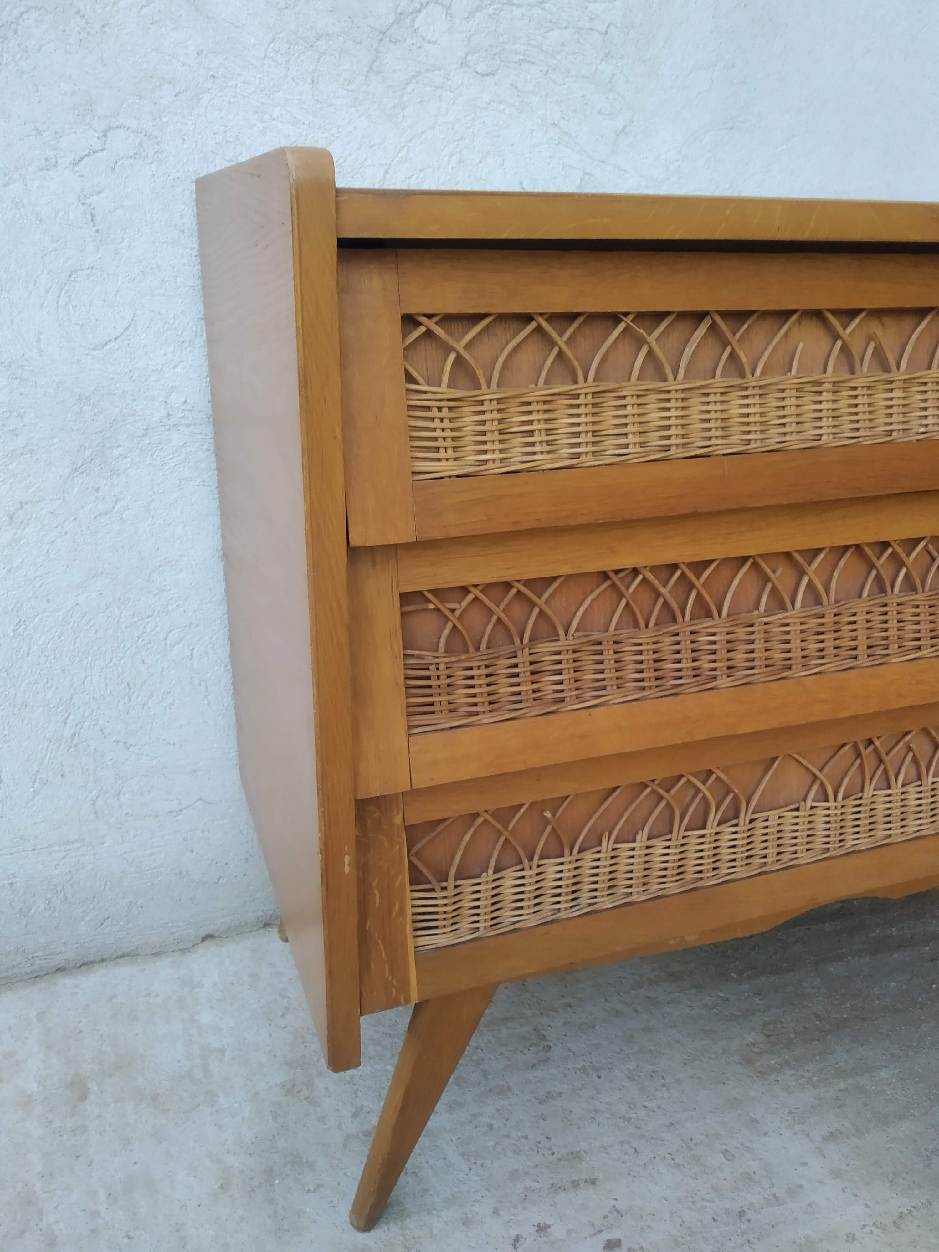 Vintage dresser rattan compass feet