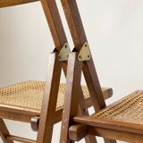 Pair folding chairs caning