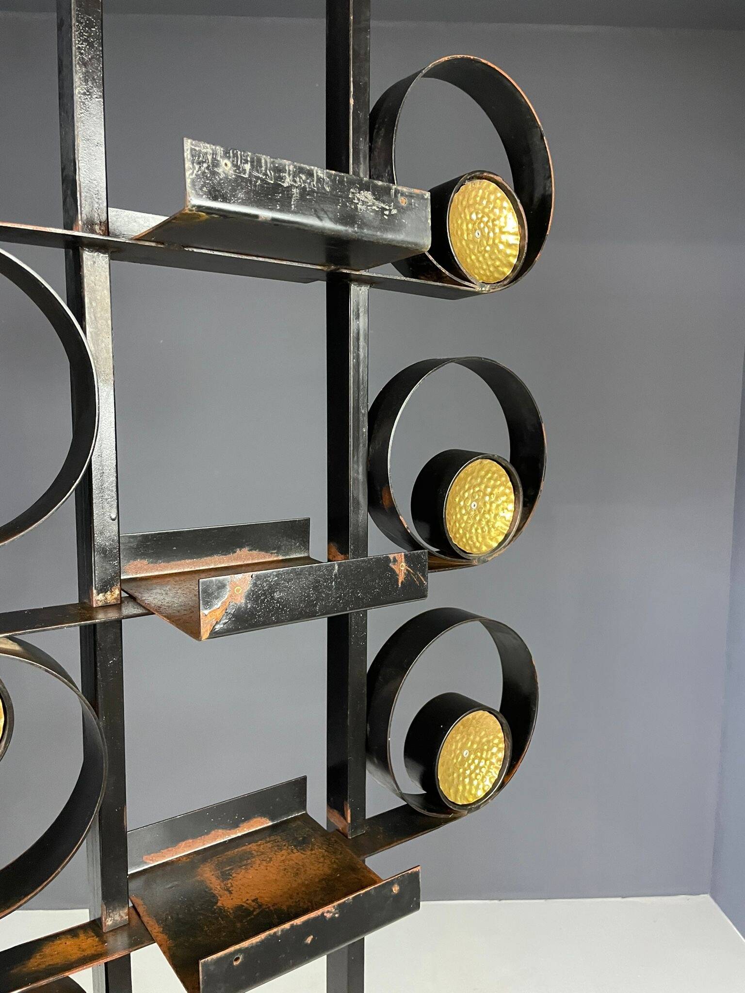 Retro metal plant stand, brutalist style, Czechoslovakia, 1970s