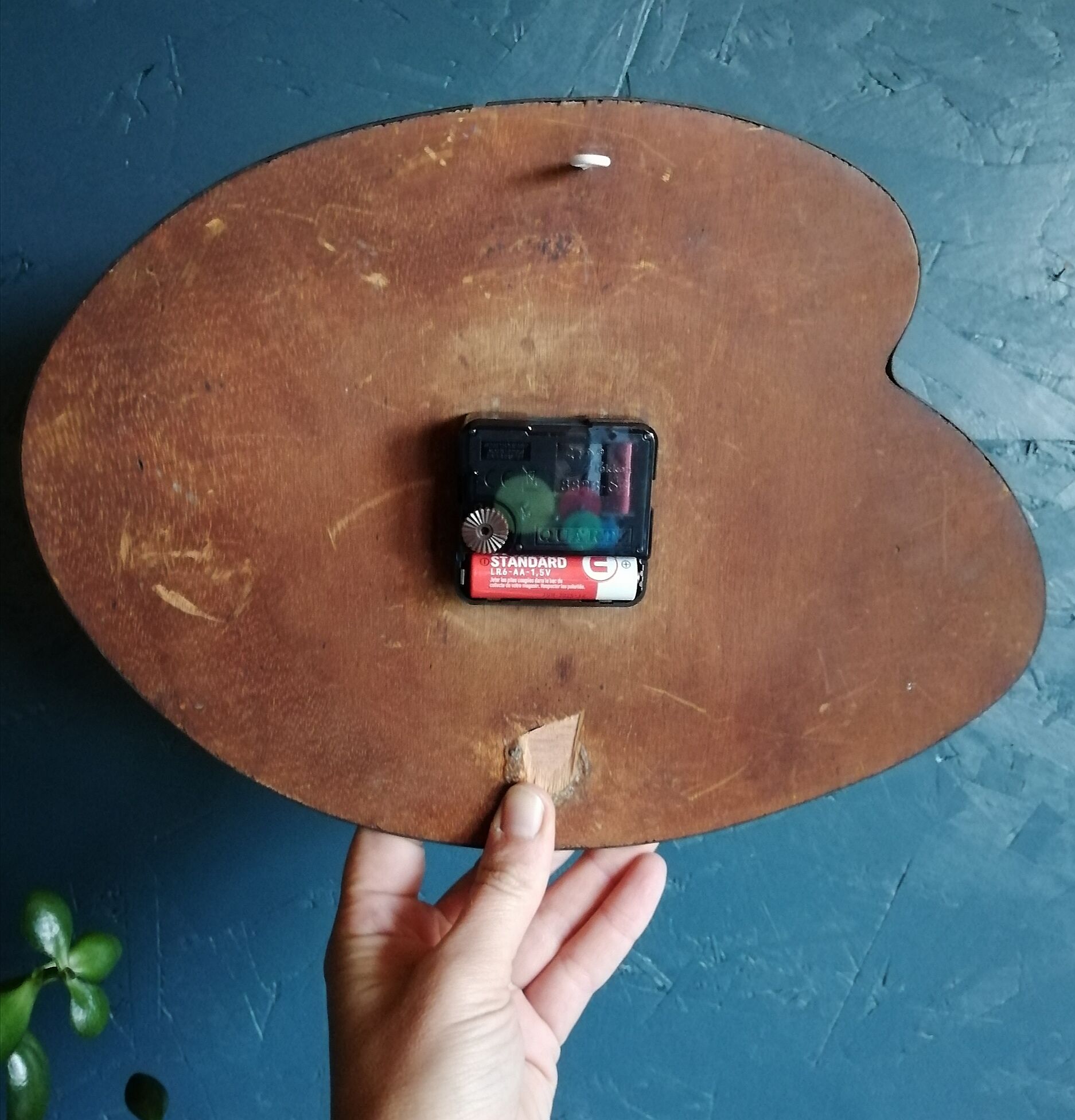 Vintage clock formica silent wall clock "FFR black gold"