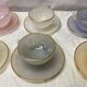6 vintage cups in iridescent glass