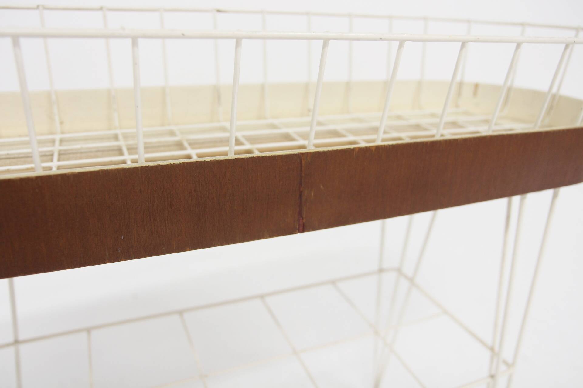 Scandinavian metal and mahogany planter, Sweden, 1950