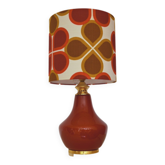 Lampe de meuble opaline rouge Cordoba - tissu vintage 70s