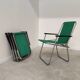 Set of 4 folding chairs with green canvas and aluminum frame