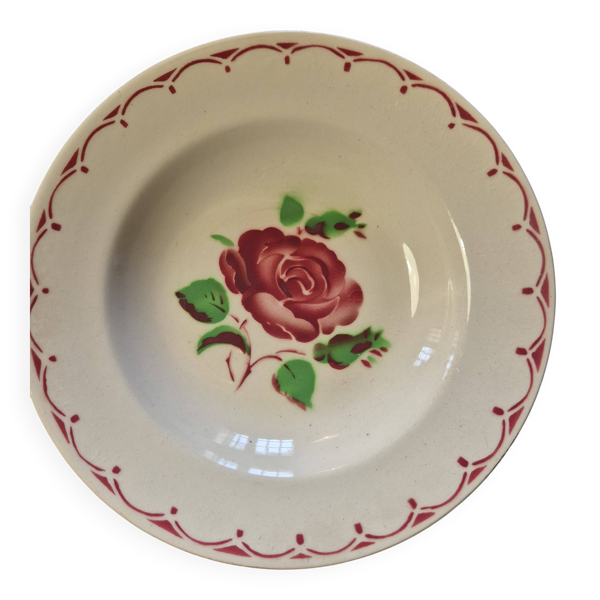 Assiettes creuses badonviller  rose Digoin