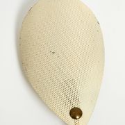 Mid Century Modern brass wall lamp with perforated metal sheet lampshades