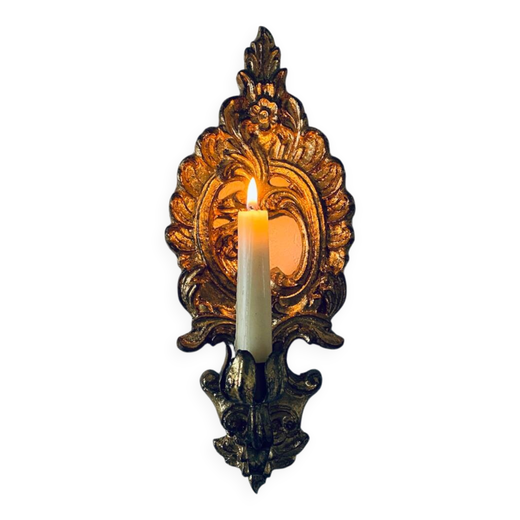 Gold wall candle holder