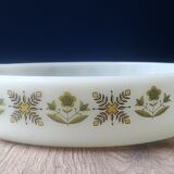 Serving dish Vintage Anchor Hocking Made in USA 70s décor green flowers