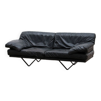 Vintage Leather Cornelius Sofa Anthracite with Metal Base