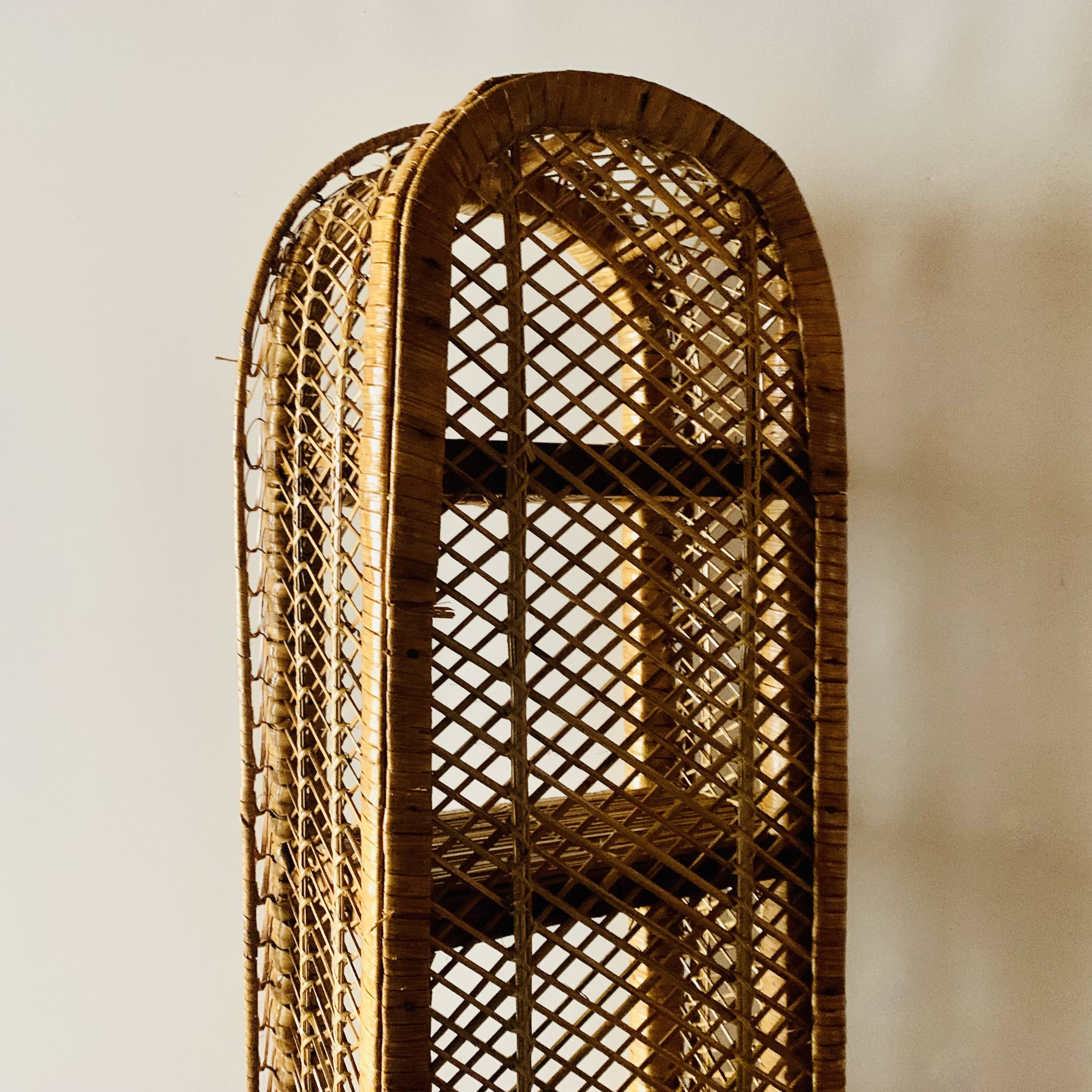 Vintage rattan and wicker shelf