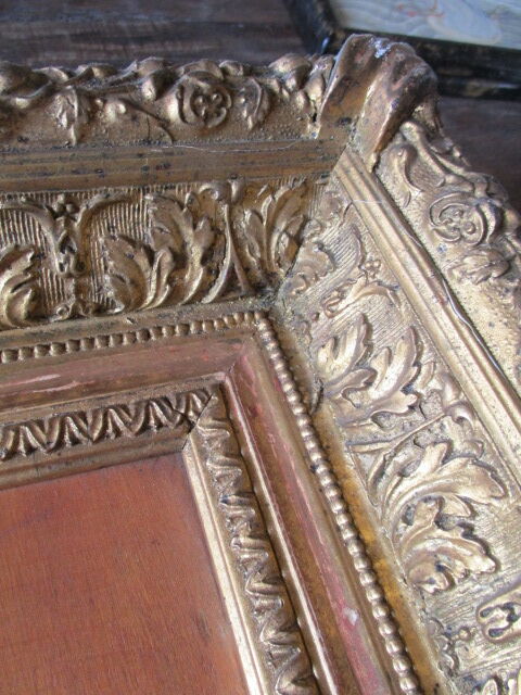 2 antique paintings from the 1700s in golden frame painter De'loste