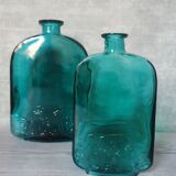 Flacons bouteilles verre gravé bleu