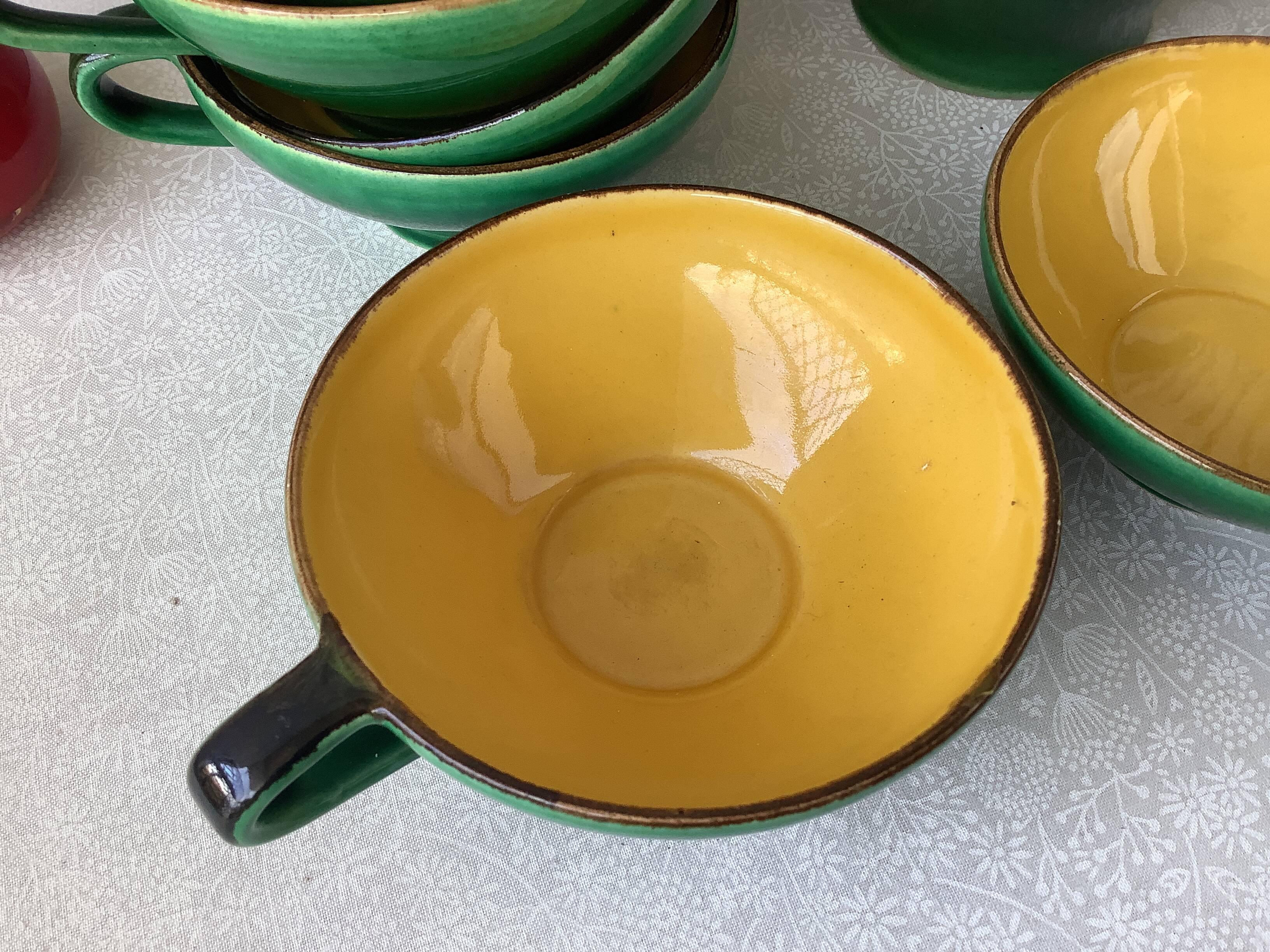 Zahner Rheinfelden pottery cups and coffee pot