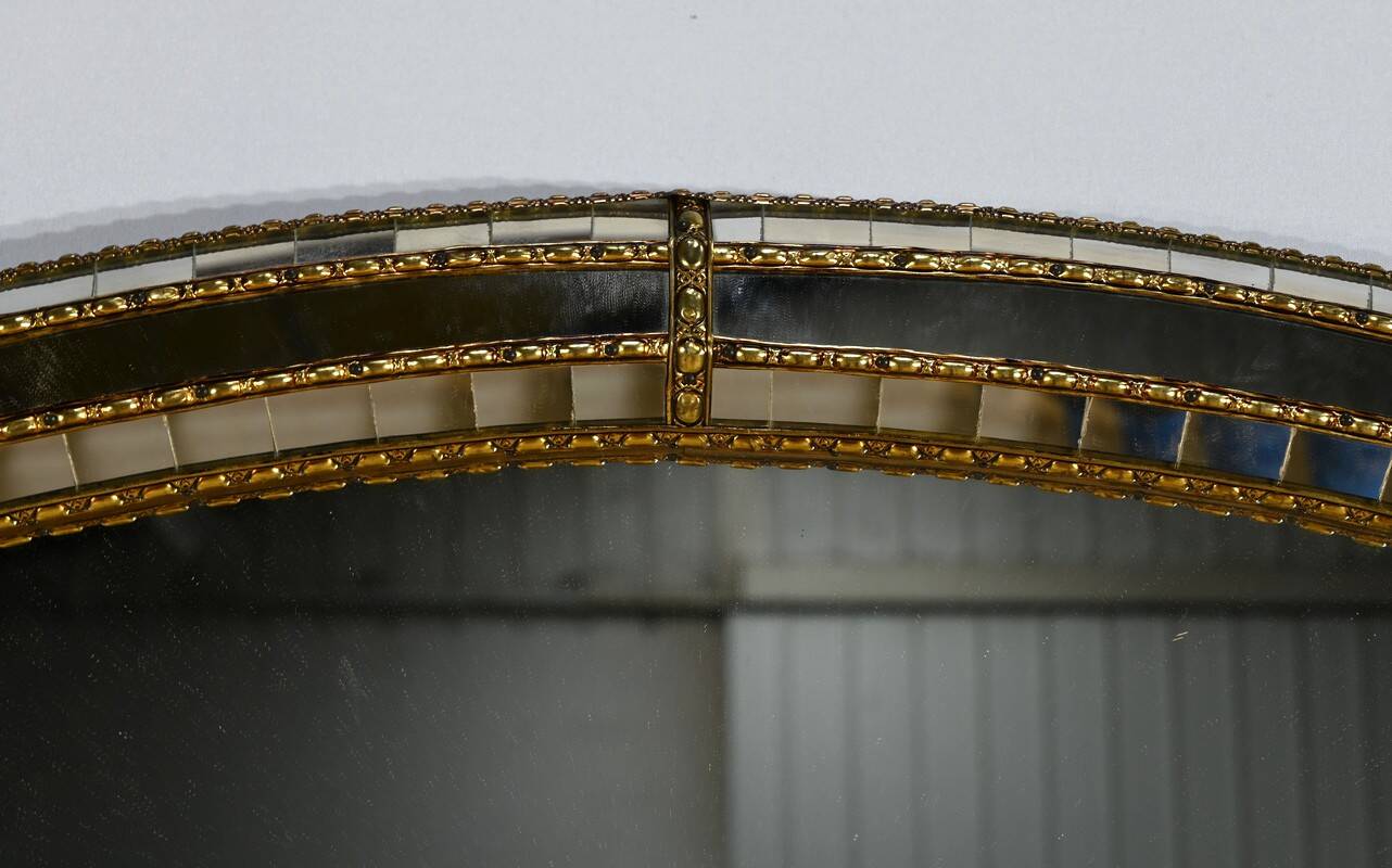 Hollywood Regency Style Oval Brass Bezel Mirror – 1970