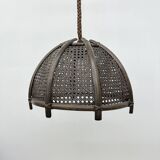 Vintage rattan and webbing hanging lamp 1970s retro