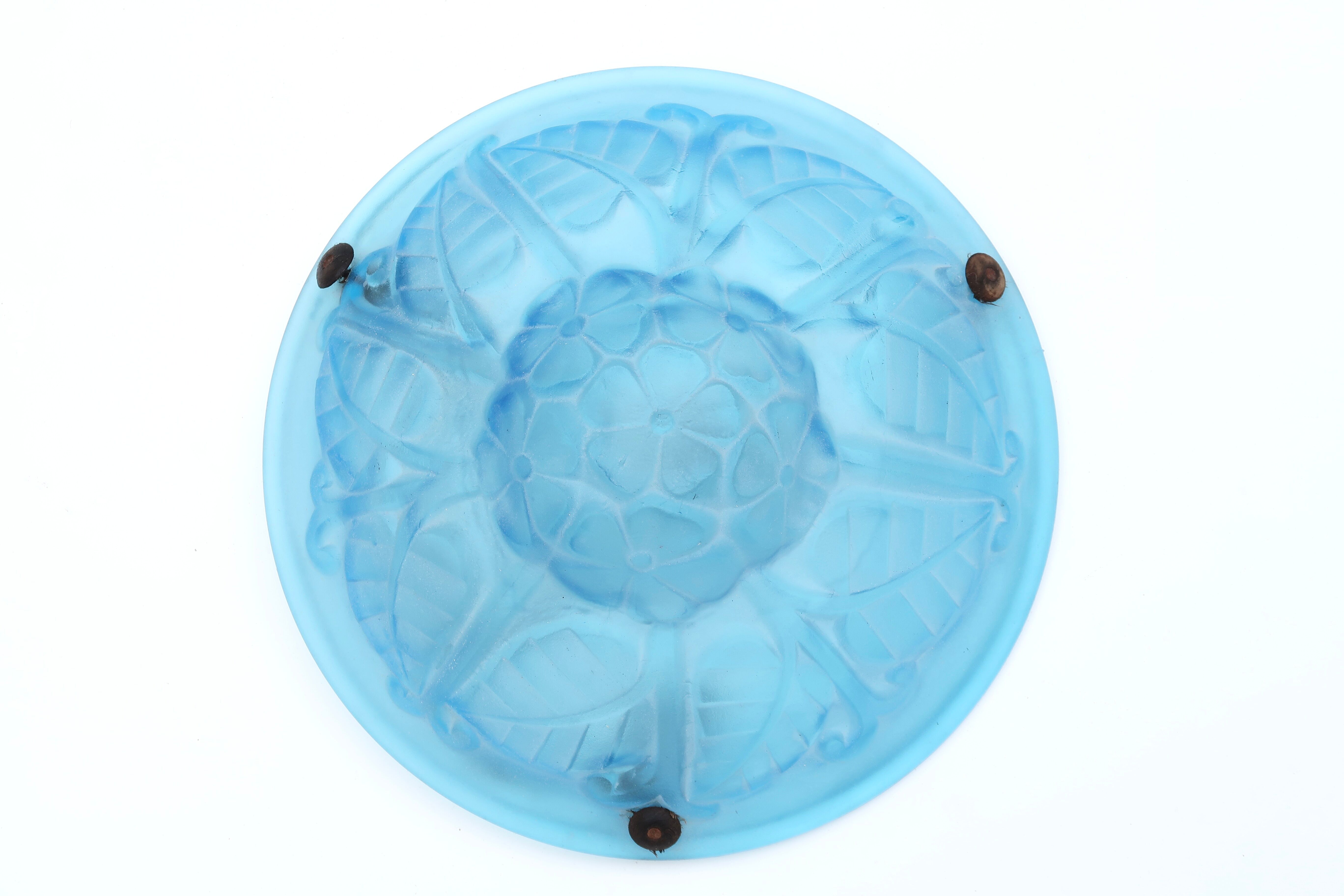 Chandelier art deco Degué in glass 30s