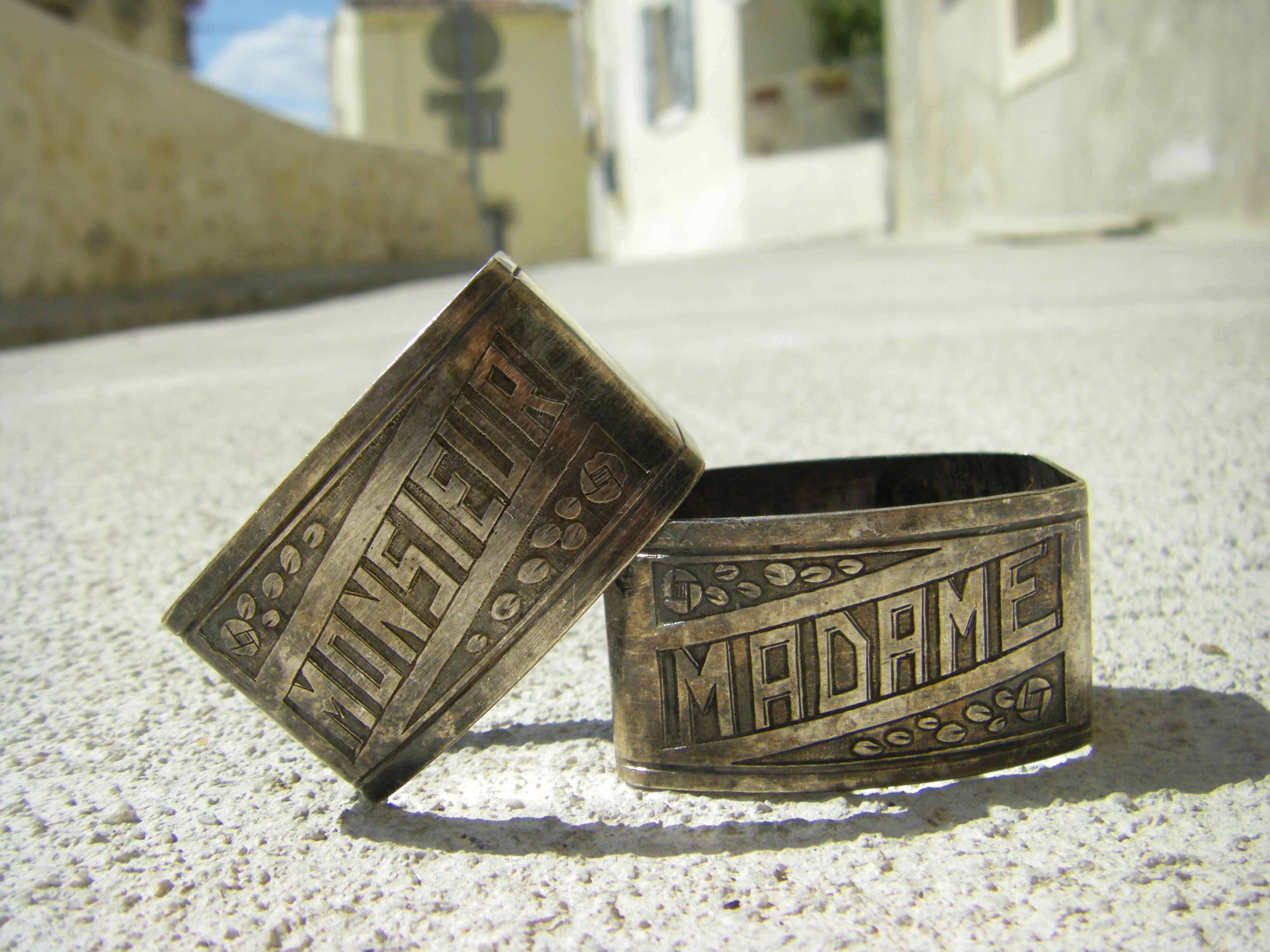 Pair of art deco towel rings