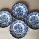 4 blue & white English style dinner plates