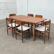 Set of 6 Scandinavian design chairs, ecru seats - price per piece