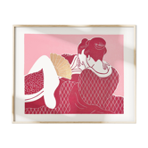 Original linocut, erotic Japanese print